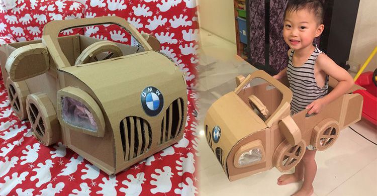 紙箱也能DIY出兒童版名車！