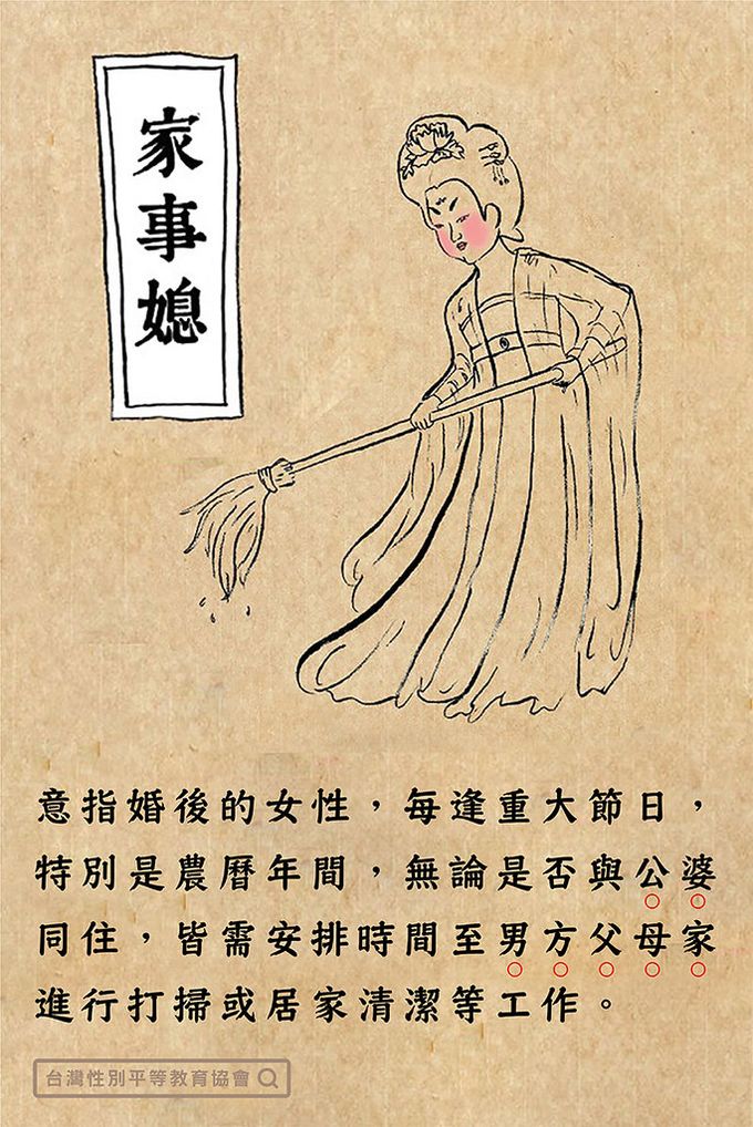 媳婦,婆媳,婚姻,傳宗接代,同性戀,家事,大掃除